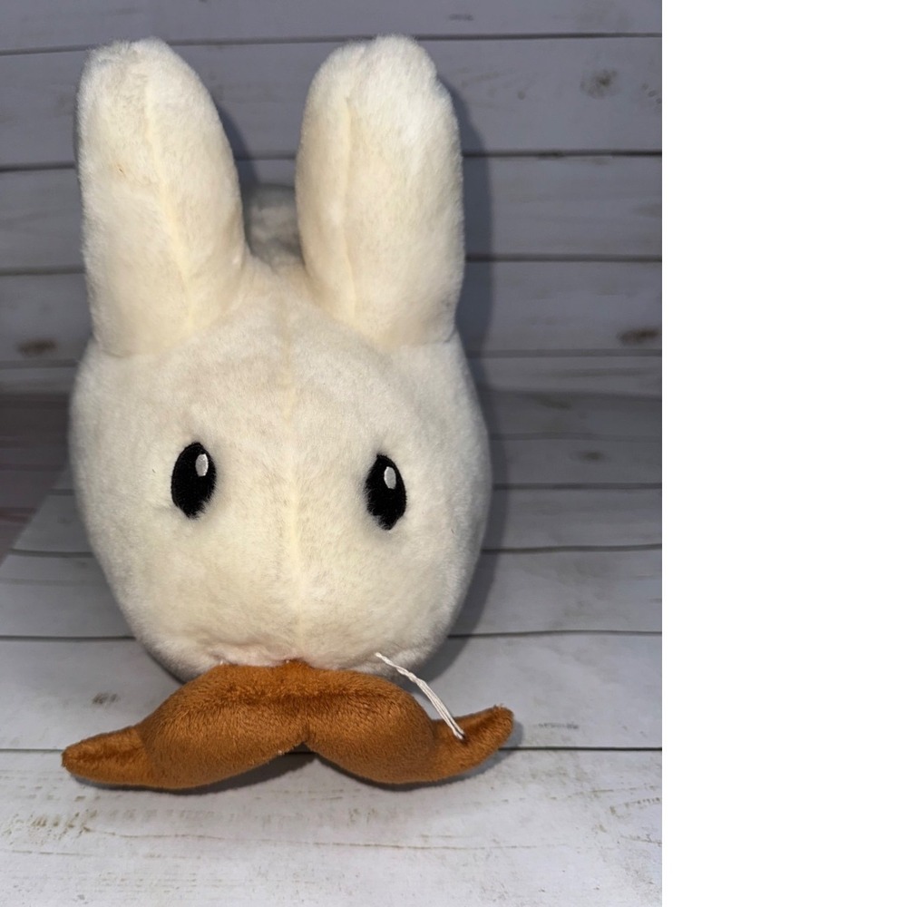 Kidrobot‎ Kozik Mustachio Bunny Plush 2009 White Rabbit Mustache 16" Read